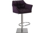 Sgabello Da Bar Con Rivestimento In Tessuto - Sgabello Da Cucina - Struttura In Acciaio Inox Regolabile In Altezza Colore: Viola | Colore Base: Acciaio Inox