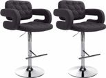Set Di 2 Sgabelli Da Bar Con Rivestimento In Tessuto - Stampelle - Regolabili In Altezza | Colore: Nero