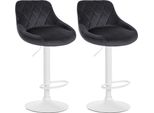 Set Di 2 Sgabelli Da Bar In Velluto - Sgabello Da Bar - Altezza Regolabile | Colore: Grigio Scuro, Colore Base: Bianco