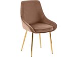 Sedia Da Pranzo, Sedia Per Sala Da Pranzo, Ampio Comfort, Struttura In Metallo - Rivestimento In Velluto | Colore: Marrone | Materiale Della Struttura: Oro Metallizzato