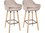 Sgabello Da Bar, Sgabello In Velluto, Elevato Comfort Di Seduta - Moderno - Legno Di Faggio | Colore: Crema