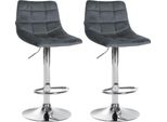 Set Di 2 Sgabelli Da Bar - Sgabelli Da Cucina - Seduta Regolabile Per Un Comfort Ottimale | Colore: Grigio Scuro, Colore Base: Cromo