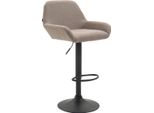 Sgabello Da Bar In Tessuto - Sgabello Con Seduta - Schienale Laccato - Altezza Regolabile | Colore: Taupe | Colore Base: Nero
