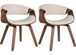 Set Di 2 Sedie Da Pranzo - Sedie Comode - Schienale Di Sostegno | Colore: Rovere/Crema | Materiale: Pelle Finta