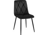 Sedia Da Pranzo, Sedia In Velluto - Elevato Comfort Di Seduta - Struttura In Metallo Nero | Colore: Nero