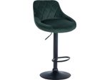 Sgabello Da Bar In Velluto - Sgabello Elegante - Seduta Girevole A 360° Con Alzata A Gas E Poggiapiedi | Colore: Verde Scuro | Colore Base: Nero