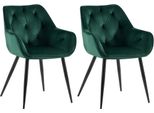 Set Di 2 Sedie Da Pranzo - Sedie Da Cucina - Rivestimento In Velluto Per Il Massimo Comfort | Colore: Verde | Materiale: Morbido