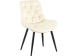 Sedia Da Pranzo, Poltrona In Velluto, Elevato Comfort Di Seduta - Look Senza Tempo, Colore: Crema
