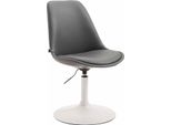 Sedia Da Pranzo In Pelle Finta - Sedia Moderna - Regolabile In Altezza E Girevole A 360° | Colore: Grigio | Colore Base: Bianco