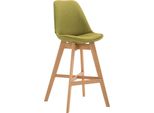 Sgabello Da Bar Con Rivestimento In Tessuto - Ottomana - Elevato Comfort Di Seduta - Struttura In Rovere | Colore: Verde | Colore Abbigliamento: Naturale