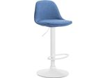 Sgabello Da Bar - Sgabello Alto, Regolabile In Altezza, Design Elegante | Colore Base: Bianco | Colore: Blu