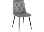 Sedia Da Pranzo, Sedia In Velluto - Elevato Comfort Di Seduta - Struttura In Metallo Nero | Colore: Grigio Scuro