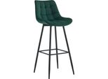 Sgabello Da Bar Dal Design Moderno - Sgabello Da Bar - Elegante E Confortevole, Struttura Nera Opaca | Colore: Verde | Materiale: Morbido