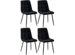 Set Di 4 Sedie Da Pranzo - Sedie Da Pranzo - Posizione Di Seduta Comoda, Facile Da Pulire | Colore: Nero | Materiale: Morbido