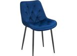 Sedia Da Pranzo Moderna - Sedia Da Cucina - Elevato Comfort Di Seduta - Rivestimento In Velluto | Colore: Blu