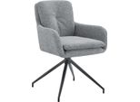 Sedia Da Pranzo - Sedia Imbottita - Girevole A 180°, Ottimo Comfort Di Seduta, Metallo Nero | Colore: Grigio