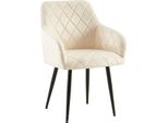 Comoda Sedia Da Pranzo In Velluto - Sedia Elegante, Comfort Duraturo - Struttura Robusta | Colore: Crema | Materiale Telaio: Metallo Nero Opaco