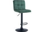 Sgabello Da Bar In Velluto - Sgabello Comfort - Regolabile E Girevole Per Il Massimo Della Comodità | Colore: Verde | Colore Base: Nero