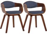Set Di 2 Sedie Per Visitatori - Sedie Da Conferenza - Struttura Robusta | Colore: Noce/Blu | Colore Base: Noce