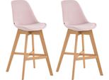 Set Di 2 Sgabelli Da Bar - Stampelle - Velluto, Massimo Comfort Di Seduta | Colore: Rosa | Colore Abbigliamento: Naturale
