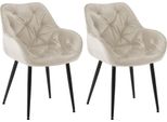 Set Di 2 Sedie Da Pranzo In Velluto - Set Di Sedie - Design Moderno E Comfort | Colore: Crema