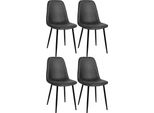 Set Di 4 Sedie Da Pranzo - Set Di Sedie Per La Famiglia - Design Che Richiede Poca Manutenzione | Colore: Nero | Materiale: Pelle Finta