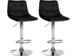 Set Di 2 Sgabelli Da Bar - Sgabelli Da Cucina - Seduta Regolabile Per Un Comfort Ottimale | Colore: Nero | Colore Base: Cromo