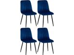 Set Di 4 Sedie - Sedie Da Pranzo - Comoda Seduta Trapuntata. Colore: Blu | Materiale: Morbido