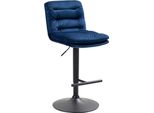 Sgabello Da Bar Con Sgabello In Velluto - Sgabello Elegante - Elevato Comfort Di Seduta E Regolabile In Altezza Colore: Blu | Colore Base: Nero