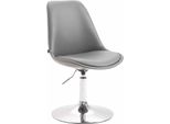 Sedia Da Pranzo In Pelle Finta - Sedia Moderna - Regolabile In Altezza E Girevole A 360° | Colore: Grigio | Colore Base: Cromo