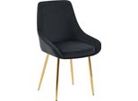Sedia Da Pranzo, Sedia Da Sala Da Pranzo, Ampio Comfort, Struttura In Metallo - Rivestimento In Velluto | Colore: Nero | Materiale Della Struttura: Oro Metallizzato