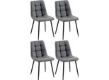 Set Di 4 Sedie Da Pranzo - Pelle Finta - Design Di Facile Manutenzione | Colore: Grigio Scuro