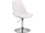 Sedia Da Pranzo In Pelle Finta - Sedia Moderna - Regolabile In Altezza E Girevole A 360° | Colore: Bianco | Colore Base: Cromo
