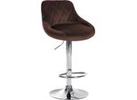 Sgabello Da Bar In Velluto - Sgabello Elegante - Seduta Girevole A 360° Con Alzata A Gas E Poggiapiedi | Colore: Marrone | Colore Base: Cromo