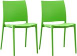 Set Di 2 Sedie Da Giardino - Patio - Impilabili E In Plastica Resistente Ai Raggi Uv | Colore: Verde
