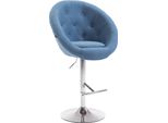 Sgabello Da Bar - Sgabello Alto - Ottimo Comfort Di Seduta E Girevole A 360°, Regolabile In Altezza | Colore: Blu | Colore Base: Cromo