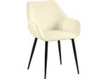 Sedia Da Pranzo In Velluto Color Crema - Sedia Comfort - Comfort Di Seduta Ergonomico, Struttura In Metallo Nero