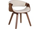 Sedia Da Pranzo - Sedia Da Cucina - Comoda Con Braccioli | Colore: Crema | Materiale: Pelle Finta
