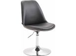 Sedia Da Pranzo In Pelle Finta - Sedia Moderna - Regolabile In Altezza E Girevole A 360° | Colore: Nero | Colore Base: Cromo