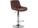 Sgabello Da Bar In Velluto - Design Moderno - Regolabile In Altezza E Girevole A 360° | Colore: Marrone | Colore Base: Cromo