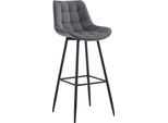 Sgabello Da Bar Dal Design Moderno - Sgabello Da Bar - Elegante E Confortevole, Struttura Nera Opaca | Colore: Grigio Scuro. Materiale: Morbido