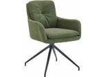 Sedia Da Pranzo - Sedia Imbottita - Girevole A 180°, Ottimo Comfort Di Seduta, Metallo Nero | Colore: Verde