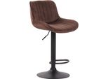 Sgabello Da Bar In Velluto - Design Moderno - Regolabile In Altezza E Girevole A 360° | Colore: Marrone | Colore Base: Nero