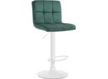 Sgabello Da Bar In Velluto - Sgabello Comfort - Regolabile E Girevole Per Il Massimo Della Comodità | Colore: Verde | Colore Base: Bianco