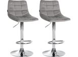 Set Di 2 Sgabelli Da Bar - Sgabelli Da Cucina - Seduta Regolabile Per Un Comfort Ottimale | Colore: Grigio | Colore Base: Cromo