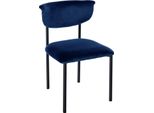 Sedia Da Pranzo In Velluto - Seduta Imbottita - Elevato Comfort Di Seduta, Struttura In Metallo Nero | Colore: Blu Scuro