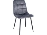 Sedia Da Pranzo Samt - Seduta In Velluto, Comfort A Bassa Manutenzione | Colore: Grigio Scuro