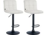 Set Di 2 Sgabelli Da Bar In Velluto - Sgabello - Regolabile In Altezza E Ruotabile A 360° | Colore: Crema | Colore Base: Nero