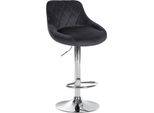Sgabello Da Bar In Velluto - Sgabello Elegante - Seduta Girevole A 360° Con Alzata A Gas E Poggiapiedi | Colore: Grigio Scuro, Colore Base: Cromo