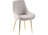 Sedia Da Pranzo, Sedia Da Sala Da Pranzo, Ampio Comfort, Struttura In Metallo - Rivestimento In Velluto | Colore: Grigio | Materiale Della Struttura: Oro Metallizzato